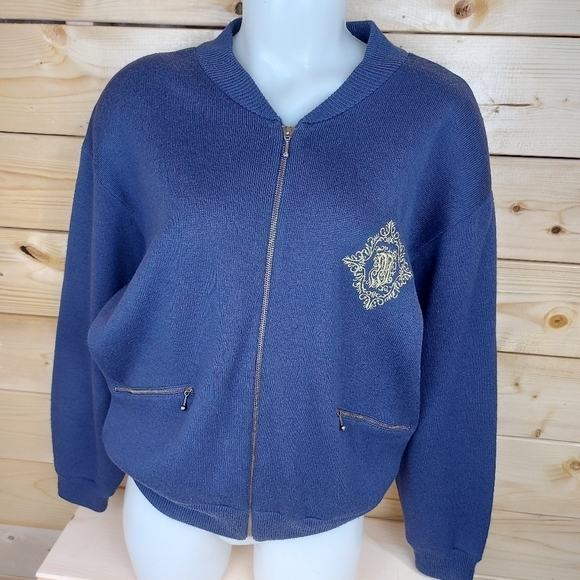 Vintage MISTER LEONARD Woolblend Full Zip Bat Sleeve Sweater Size Medium - Picture 2 of 9